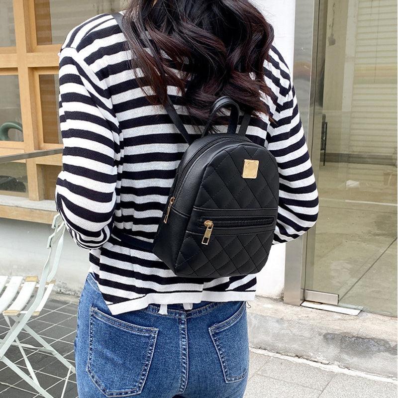 Youda Pu Solid Mini Rhombus Backpack For Women