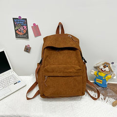 Minimalist Corduroy Winter Backpack for Teens