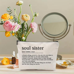 Soul Sister Definition Birthday Gift For Her Linen Style Make Up Bag