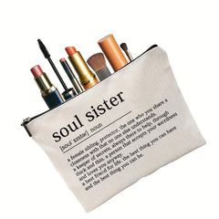 Soul Sister Definition Birthday Gift For Her Linen Style Make Up Bag