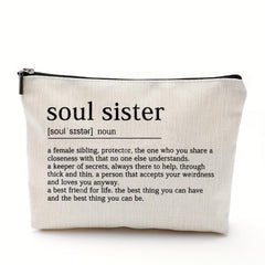 Soul Sister Definition Birthday Gift For Her Linen Style Make Up Bag
