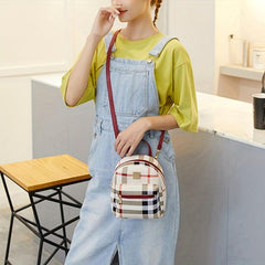 Plaid Backpack Student School Bag Small Backpack