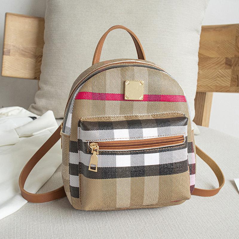 Plaid Backpack Student School Bag Small Backpack