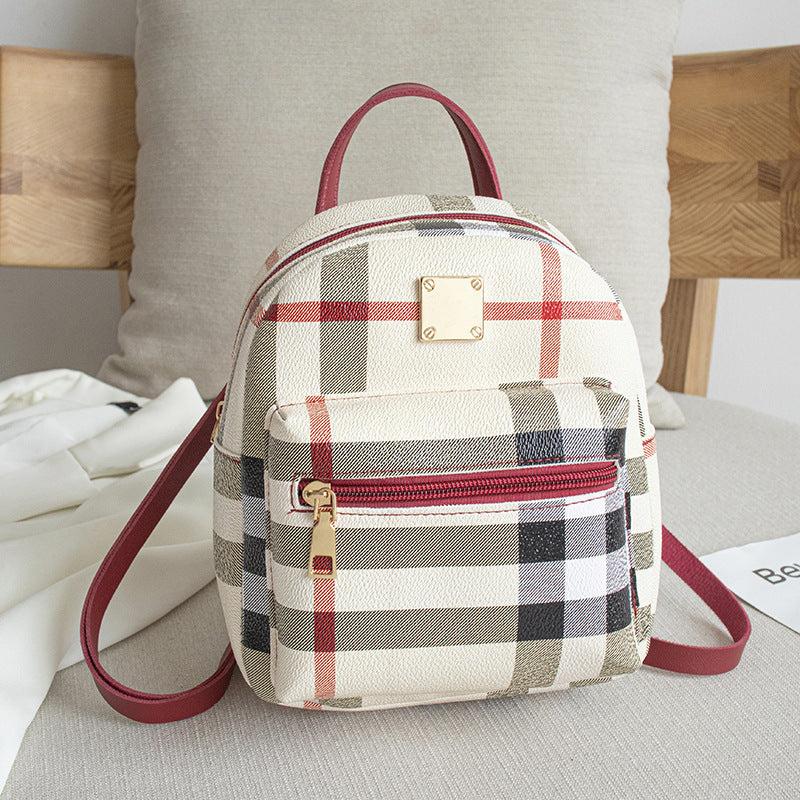 Plaid Backpack Student School Bag Small Backpack