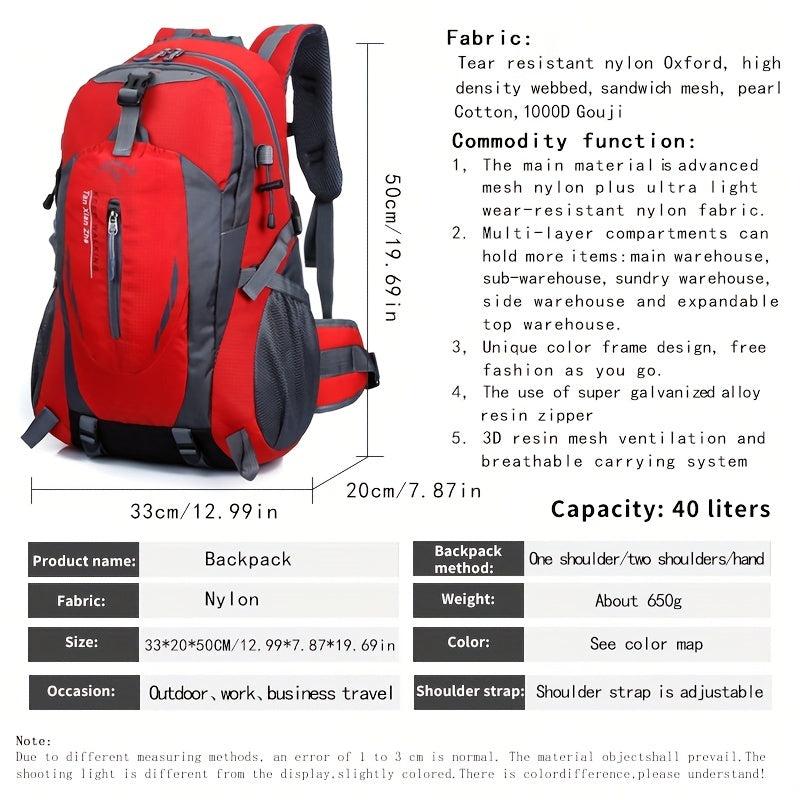 Large Capacity Outdoor Backpack for Mountaineering Hiking Camping