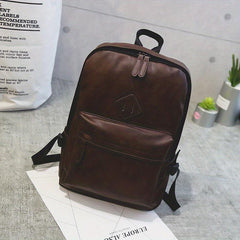 Casual PU Leather Backpack Large Capacity Retro Travel Bag