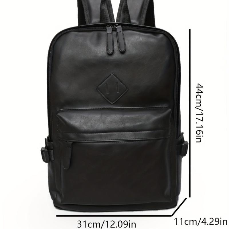 Casual PU Leather Backpack Large Capacity Retro Travel Bag