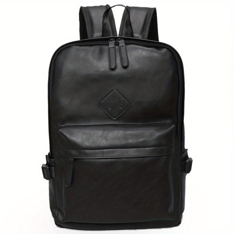 Casual PU Leather Backpack Large Capacity Retro Travel Bag