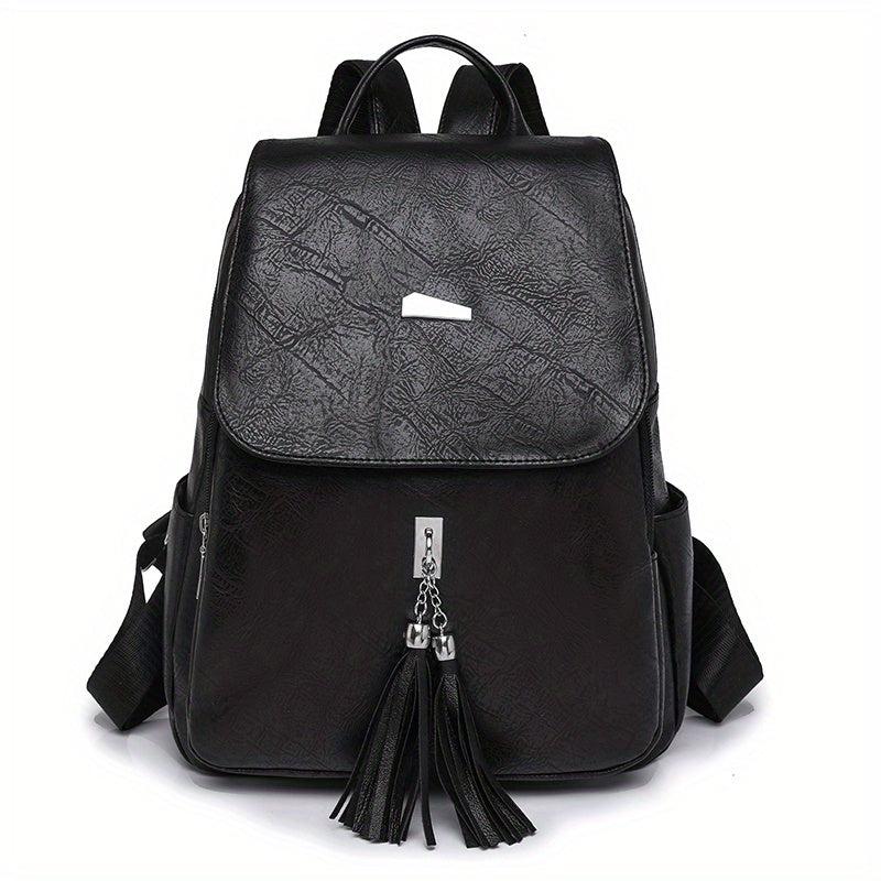 Retro Tassel Decor Backpack PU Leather Travel Backpack