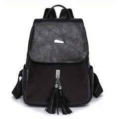 Retro Tassel Decor Backpack PU Leather Travel Backpack