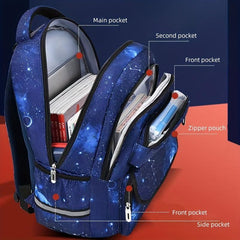 Starry Sky Pattern Backpack for Boys Large Capacity Schoolbag