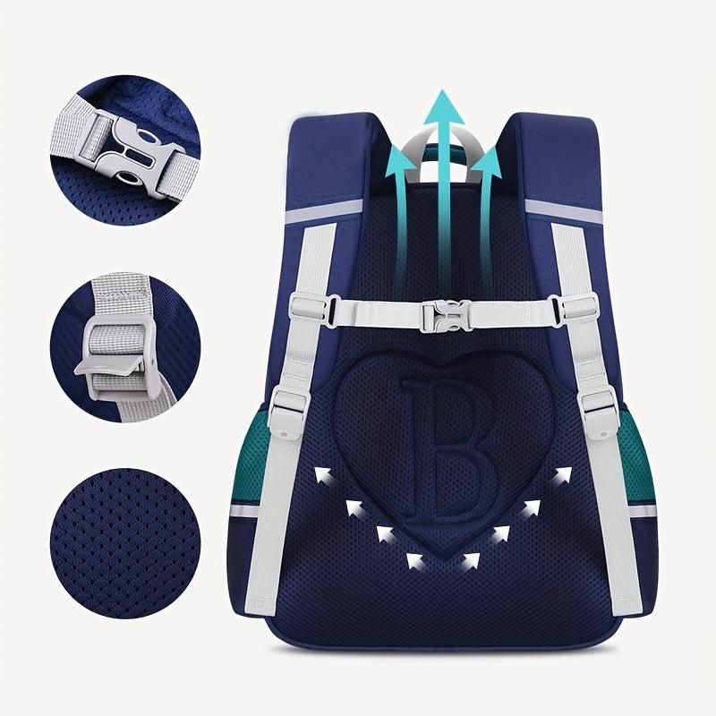 Contrast Backpack Spine Protection Backpack for Boys and Girls