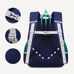 Contrast Backpack Spine Protection Backpack for Boys and Girls