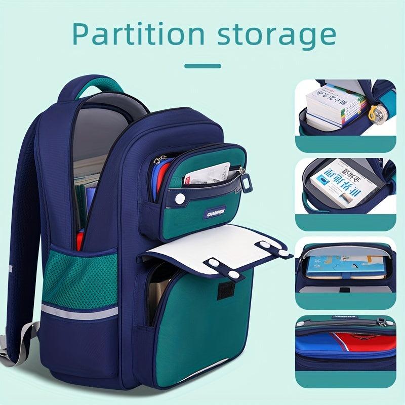 Contrast Backpack Spine Protection Backpack for Boys and Girls