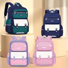 Contrast Backpack Spine Protection Backpack for Boys and Girls
