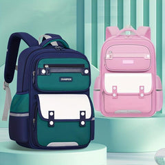 Contrast Backpack Spine Protection Backpack for Boys and Girls
