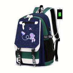 Cartoon Astronaut Student Backpack for School Life