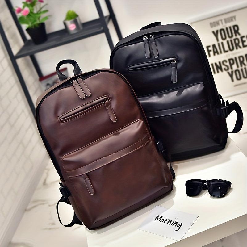 Men's PU Leather Backpack Casual Travel Computer School Bag