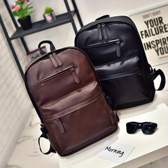 Men's PU Leather Backpack Casual Travel Computer School Bag