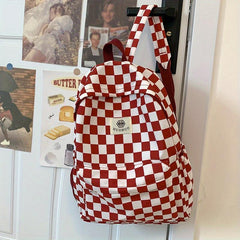 Casual Plaid Checkerboard Backpack Large Capacity Schoolbag