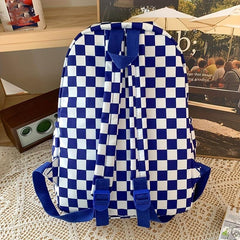Casual Plaid Checkerboard Backpack Large Capacity Schoolbag