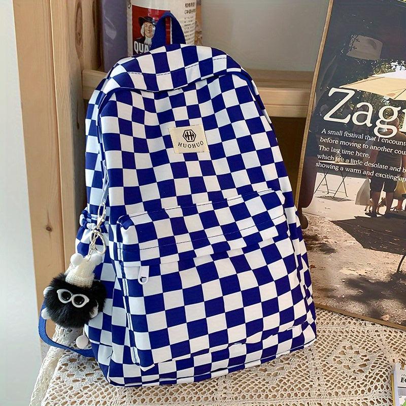 Casual Plaid Checkerboard Backpack Large Capacity Schoolbag