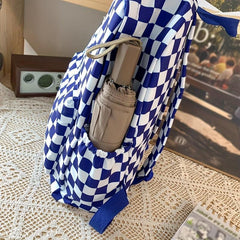 Casual Plaid Checkerboard Backpack Large Capacity Schoolbag