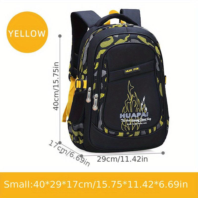 Flame Pattern Letter Graphics Large Capacity Backpack