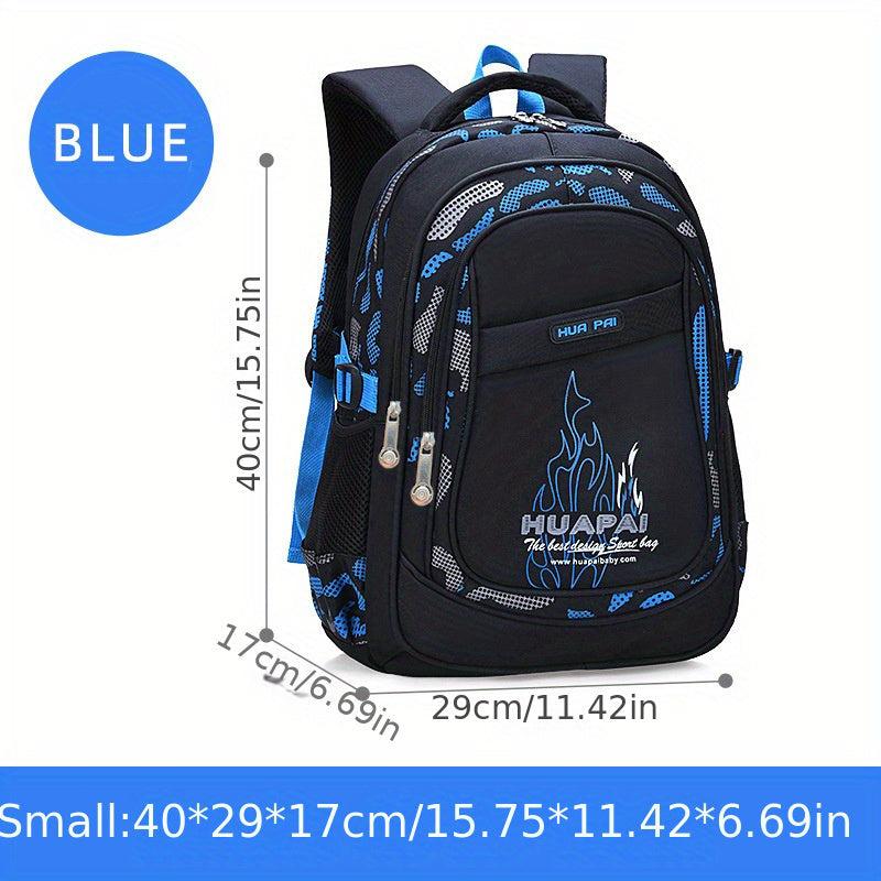 Flame Pattern Letter Graphics Large Capacity Backpack