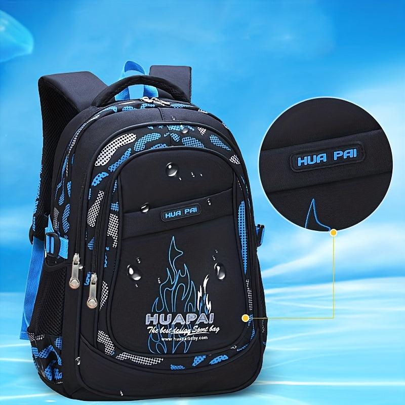 Flame Pattern Letter Graphics Large Capacity Backpack