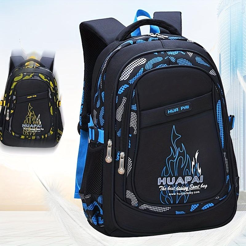 Flame Pattern Letter Graphics Large Capacity Backpack