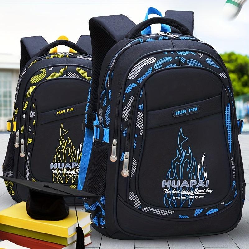 Flame Pattern Letter Graphics Large Capacity Backpack