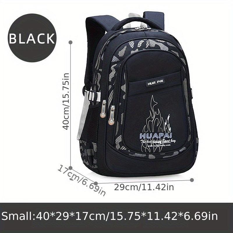 Flame Pattern Letter Graphics Large Capacity Backpack