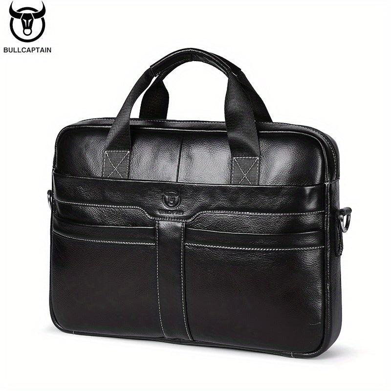 BULLCAPTAIN Leather Briefcase For Men Large Capacity Business Handbag