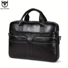 BULLCAPTAIN Leather Briefcase For Men Large Capacity Business Handbag