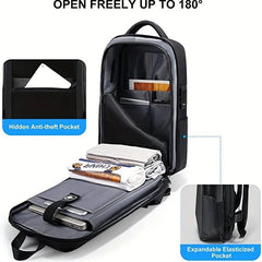 Large Capacity Casual Backpack USB Charging Port Travel Business Bag