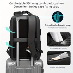 Large Capacity Casual Backpack USB Charging Port Travel Business Bag