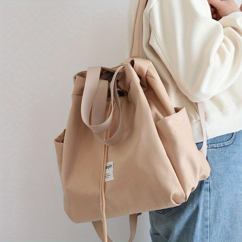 Solid Drawstring Backpack for Women Lightweight Travel Bag
