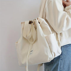 Solid Drawstring Backpack for Women Lightweight Travel Bag