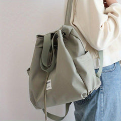 Solid Drawstring Backpack for Women Lightweight Travel Bag