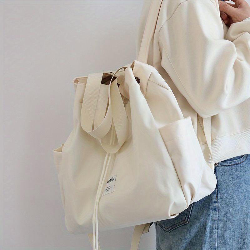 Solid Drawstring Backpack for Women Lightweight Travel Bag