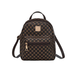 Geometric Pattern Zipper Backpack with Adjustable Strap