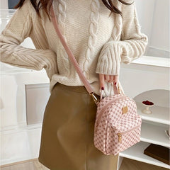 Geometric Pattern Zipper Backpack with Adjustable Strap