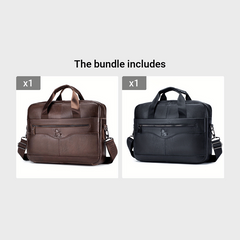 Men's Leather Briefcase 38cm Computer Bag Portable Shoulder Business Bag