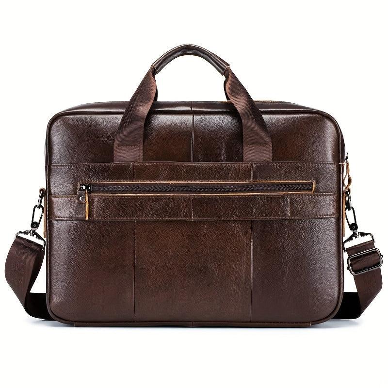 Men's Leather Briefcase 38cm Computer Bag Portable Shoulder Business Bag