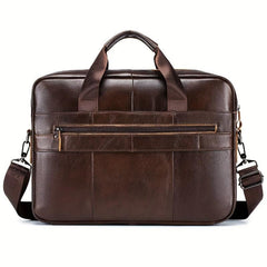Men's Leather Briefcase 38cm Computer Bag Portable Shoulder Business Bag