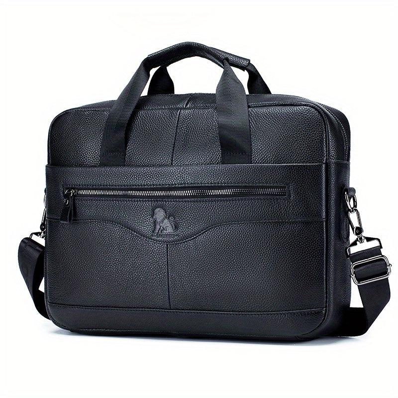 Men's Leather Briefcase 38cm Computer Bag Portable Shoulder Business Bag