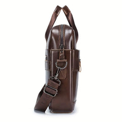 Men's Leather Briefcase 38cm Computer Bag Portable Shoulder Business Bag