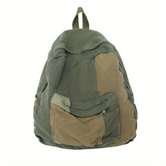 Casual Patchwork Canvas Backpack Large Capacity Student Travel Backpack