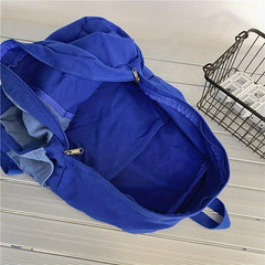 Casual Patchwork Canvas Backpack Large Capacity Student Travel Backpack